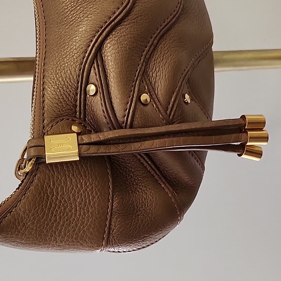 Cole Haan Gold Fish F05 Pebbled Leather Hobo/Soho Handbag Purse With Wallet - Picture 5 of 16